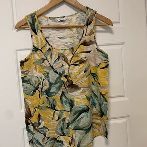Reitmans Yellow and Green Floral Tank Top